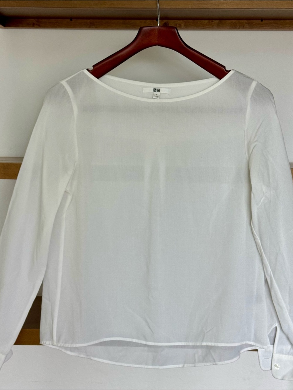Uniqlo White Boatneck Long-Sleeve Top